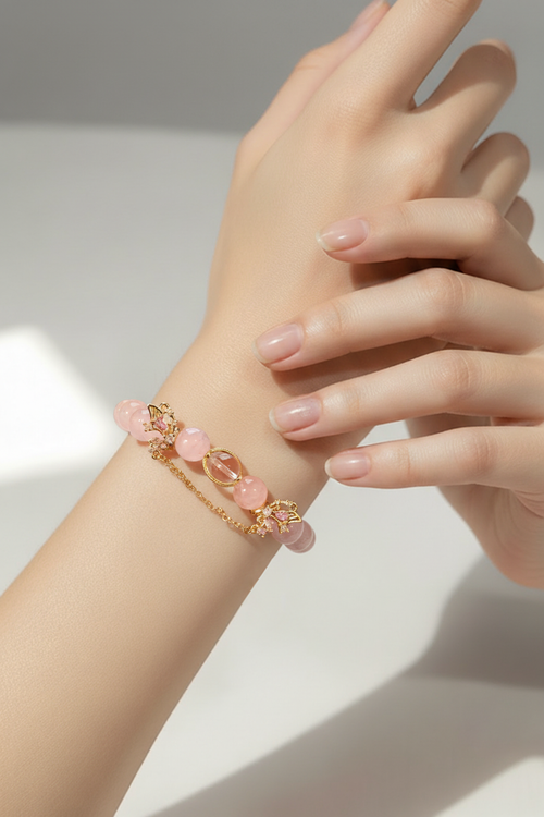 ASTRA TWINS | Rose Quartz & Clear Quartz Bracelet for Connection