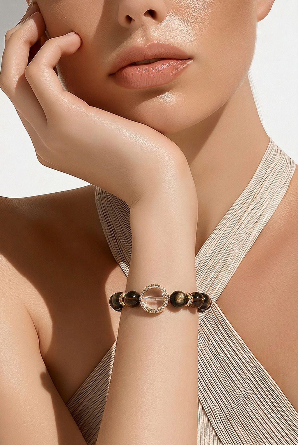 AETHEL | Golden Obsidian & Smoky Quartz Bracelet for Protection