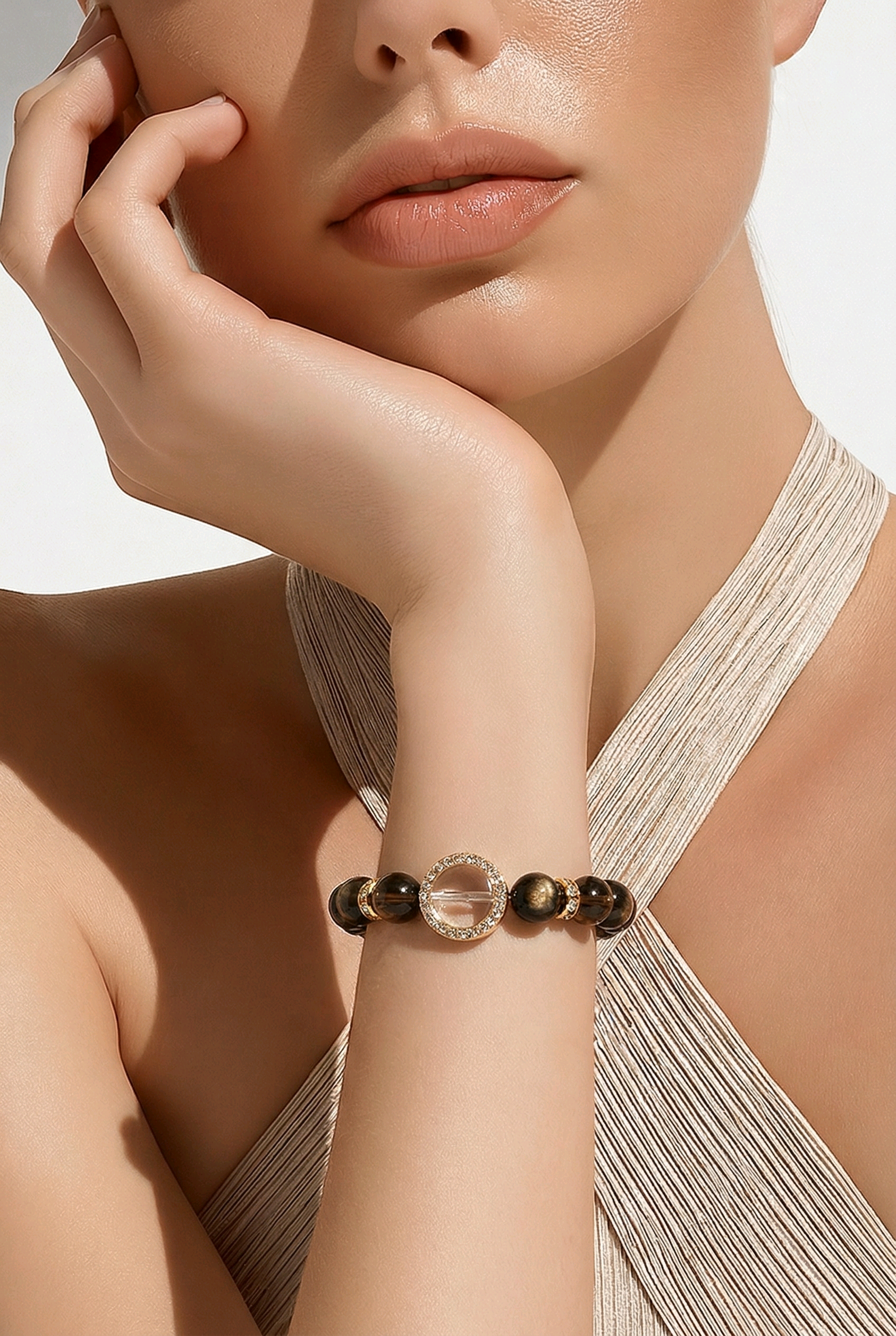 AETHEL | Golden Obsidian & Smoky Quartz Bracelet for Protection