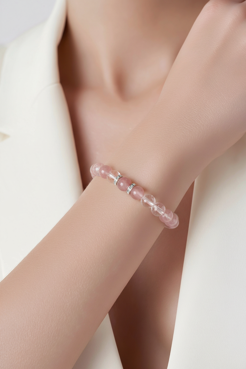 ALTHEA | Strawberry Quartz & Rose Quartz Bracelet for Softness
