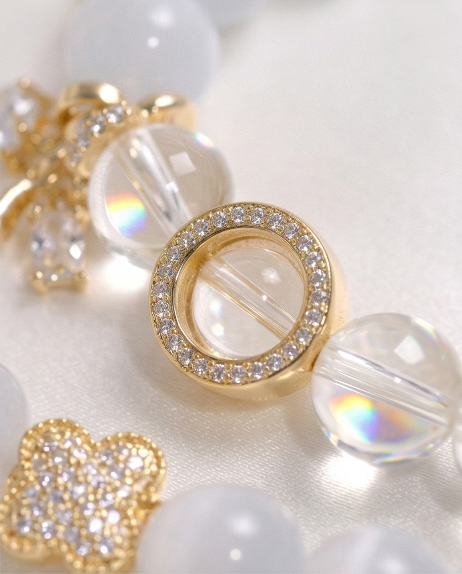 AURIN | White Cat Eye & Clear Quartz Bracelet for Sharp Focus