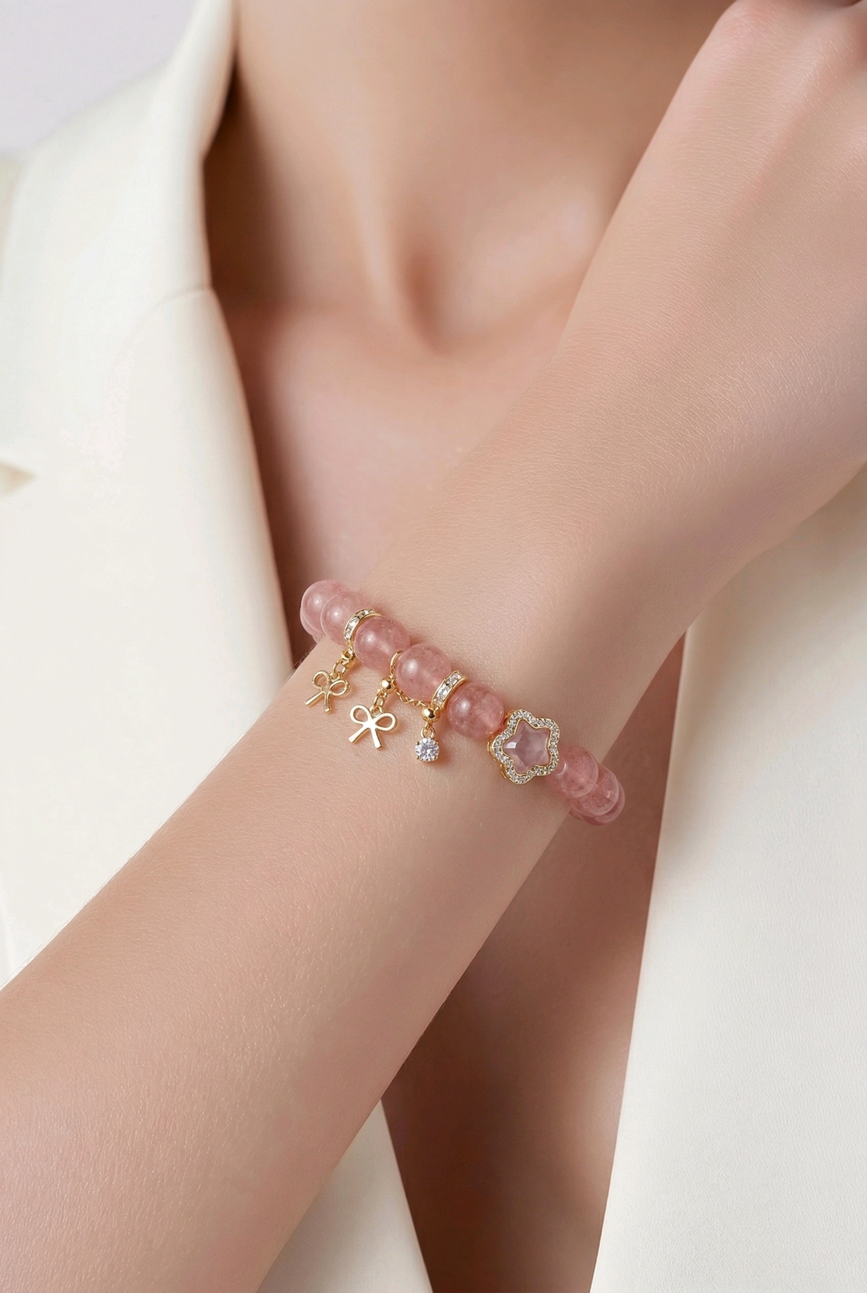 CORELLI | Strawberry Quartz & Rose Quartz Bracelet for Emotional Brightness