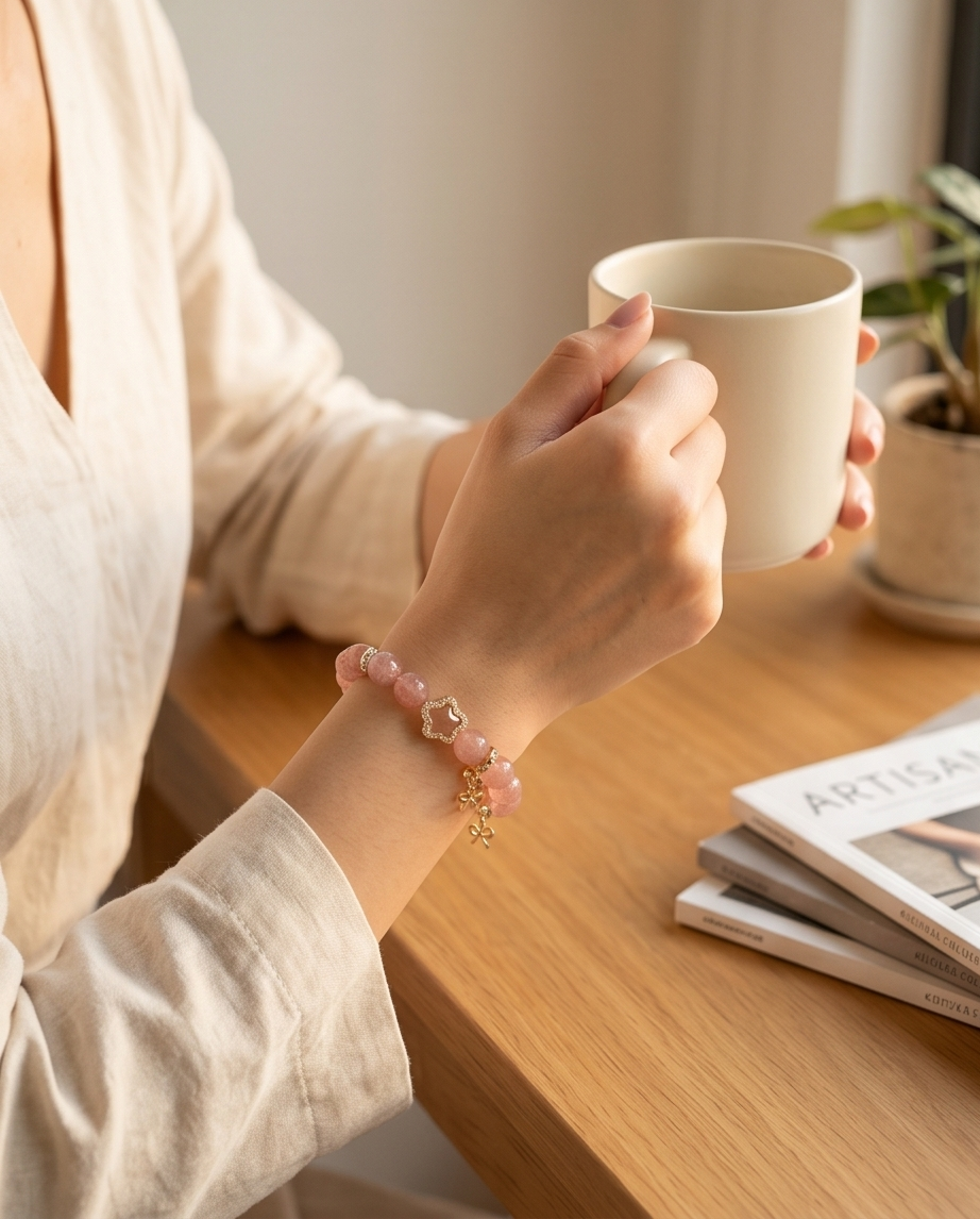 CORELLI | Strawberry Quartz & Rose Quartz Bracelet for Emotional Brightness