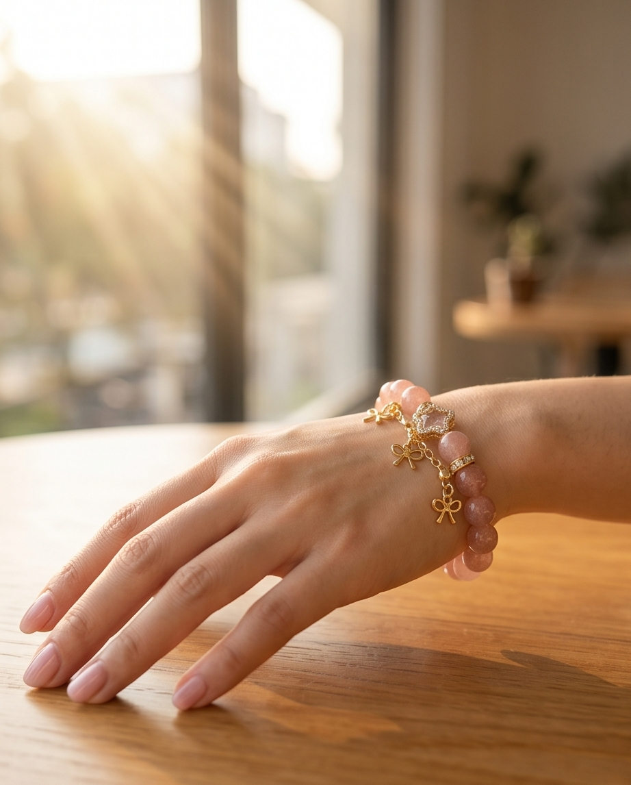 CORELLI | Strawberry Quartz & Rose Quartz Bracelet for Emotional Brightness