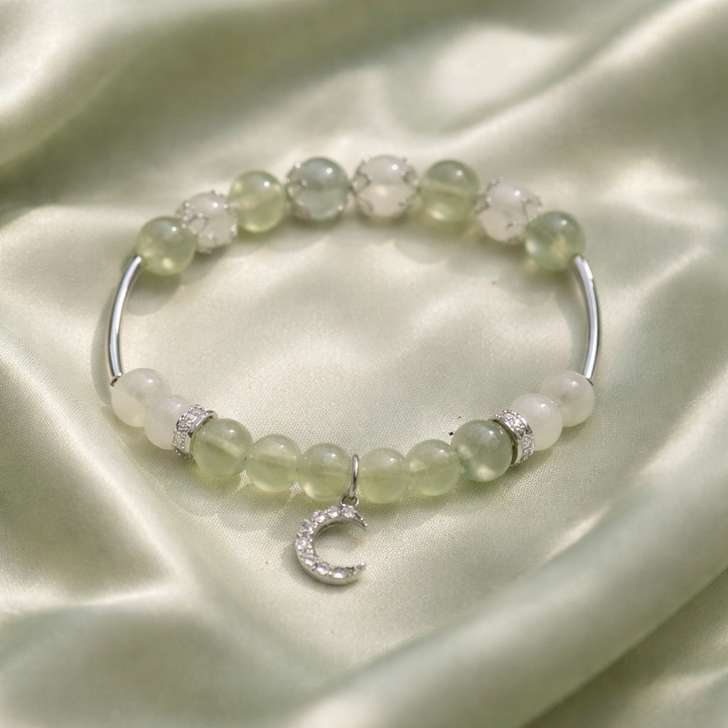 CYRENE | Prehnite & Moonstone Bracelet for Inner Healing