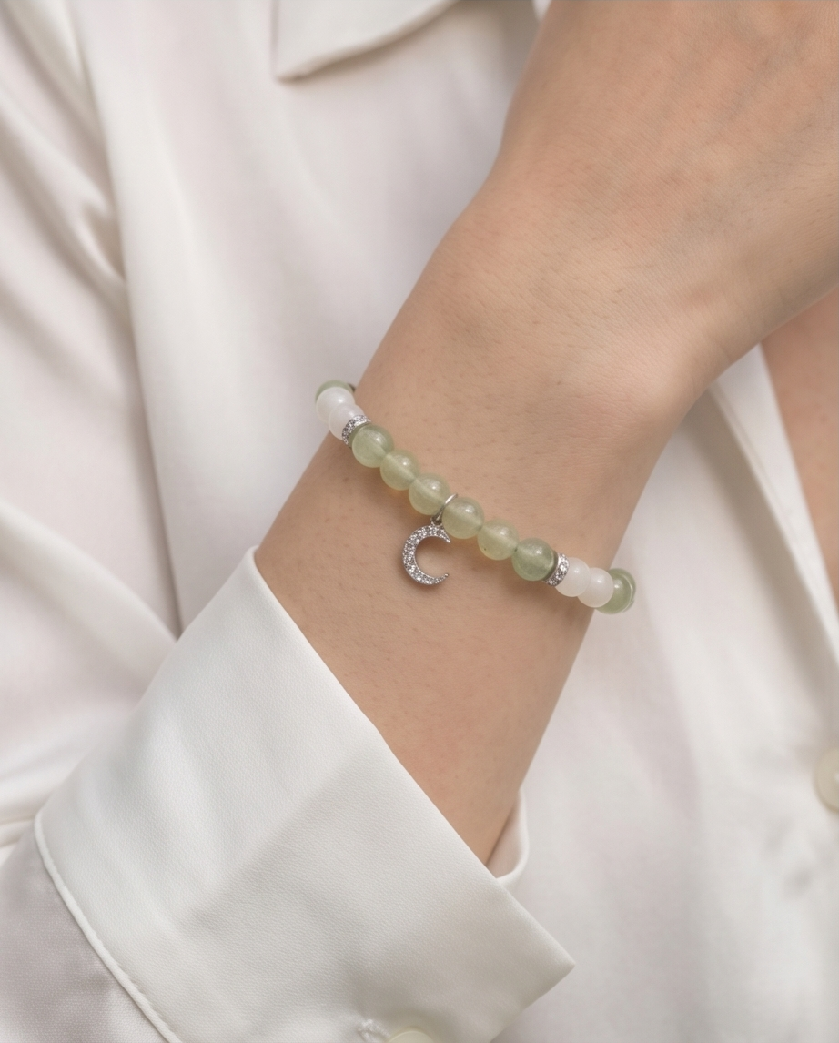 CYRENE | Prehnite & Moonstone Bracelet for Inner Healing