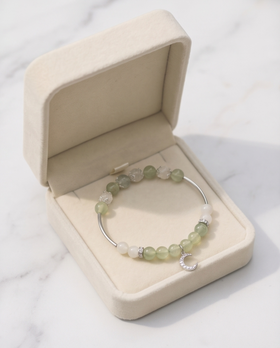 CYRENE | Prehnite & Moonstone Bracelet for Inner Healing