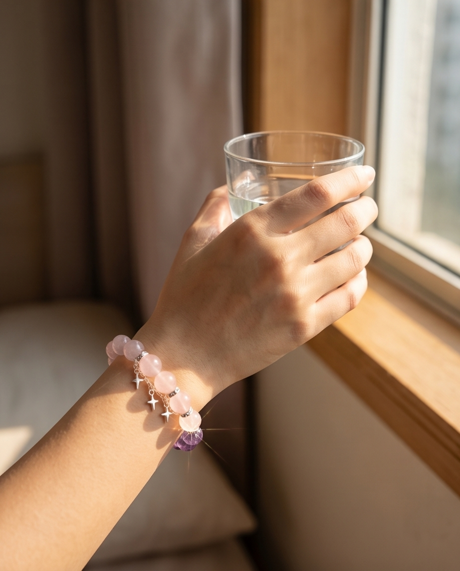 ESTELLE | Amethyst & Rose Quartz Bracelet for Mental Rest