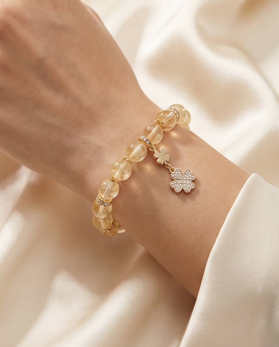 EUDORA | Citrine & Clear Quartz Bracelet for Confidence & Luck