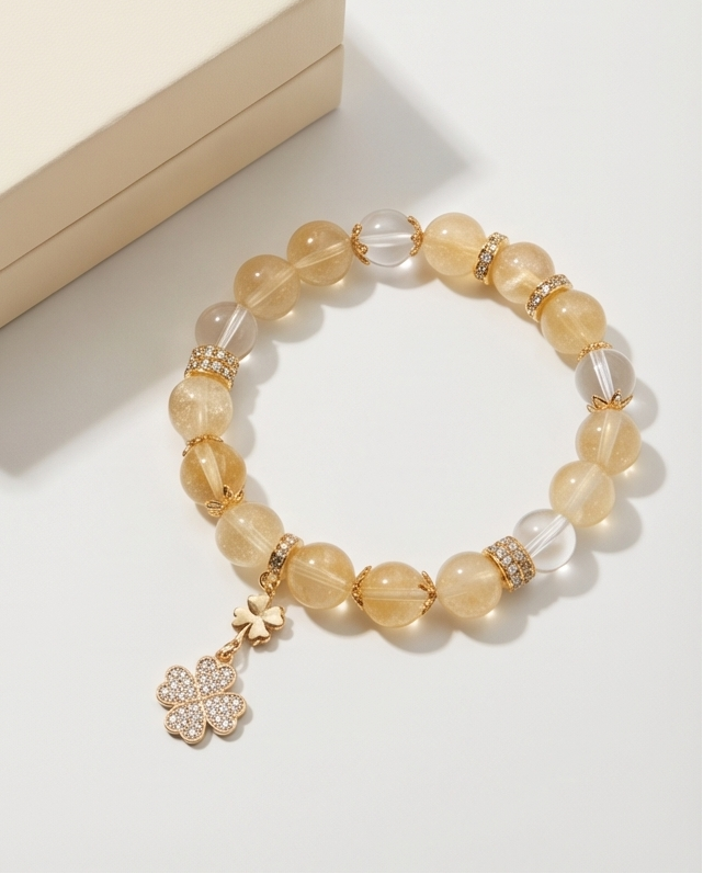 EUDORA | Citrine & Clear Quartz Bracelet for Confidence & Luck