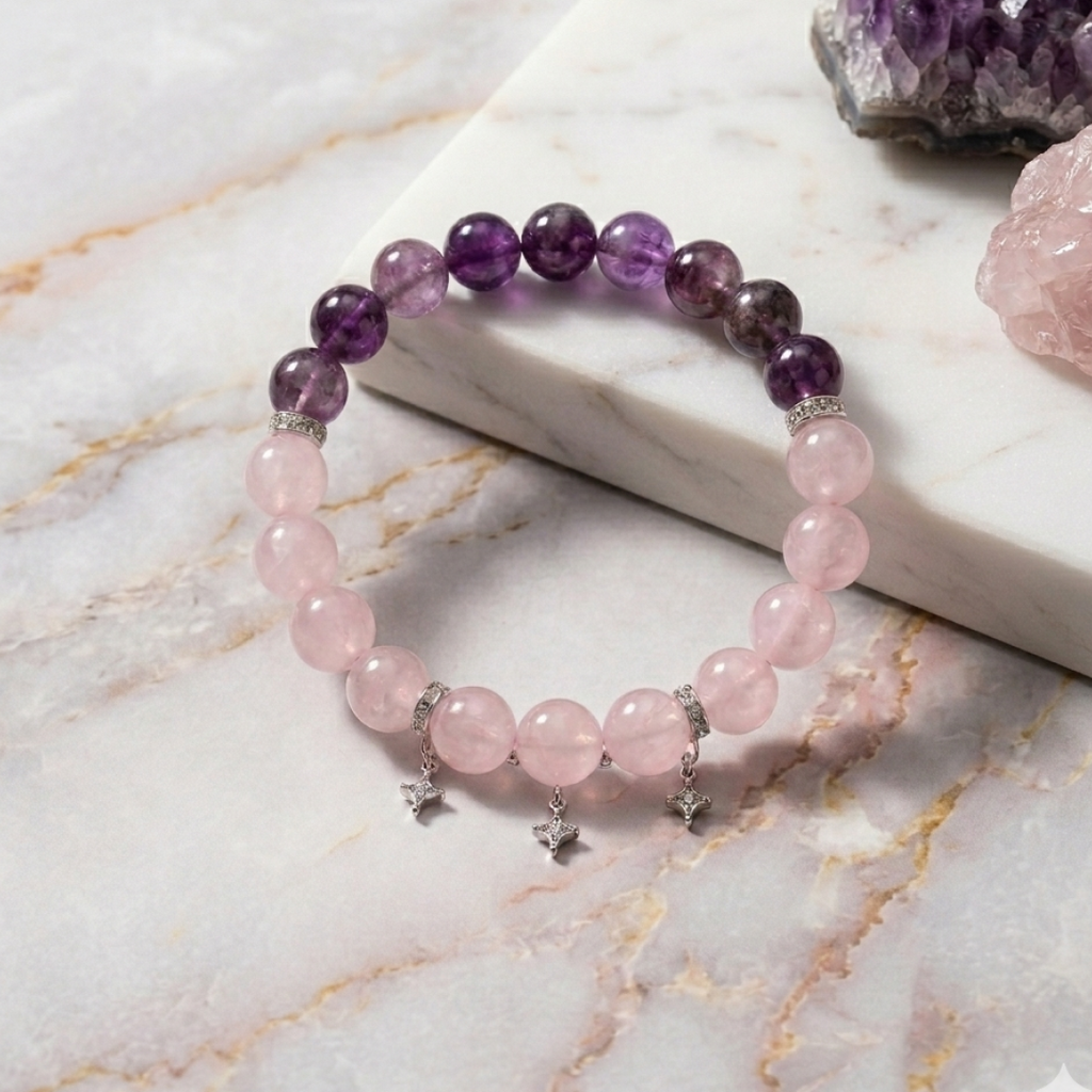 ESTELLE | Amethyst & Rose Quartz Bracelet for Mental Rest