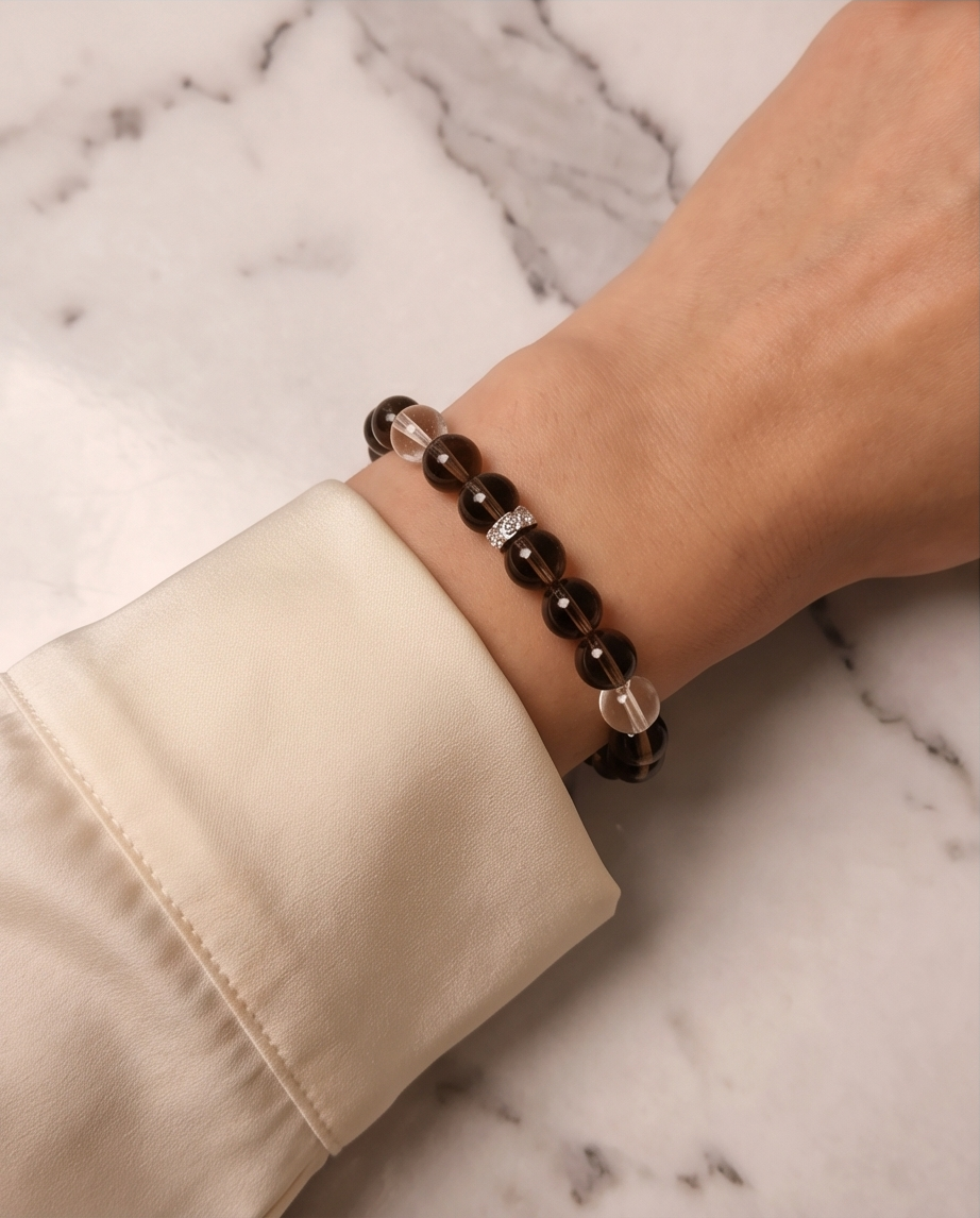 HALCYON | Smoky Quartz & Clear Quartz Bracelet for Resilience