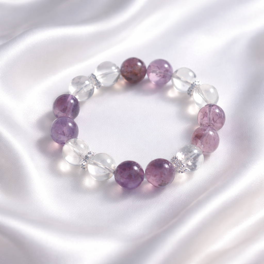 LUMIÈRE | Lavender Amethyst & Clear Quartz Bracelet for Mental De-stressing