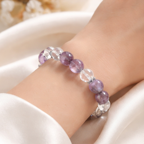 LUMIÈRE | Lavender Amethyst & Clear Quartz Bracelet for Mental De-stressing