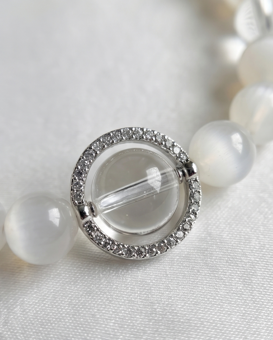 LUNA | Moonstone & Clear Quartz Bracelet for Intuition & Flow