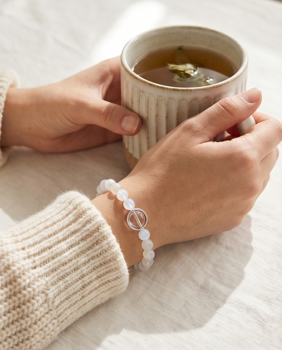 LUNA | Moonstone & Clear Quartz Bracelet for Intuition & Flow
