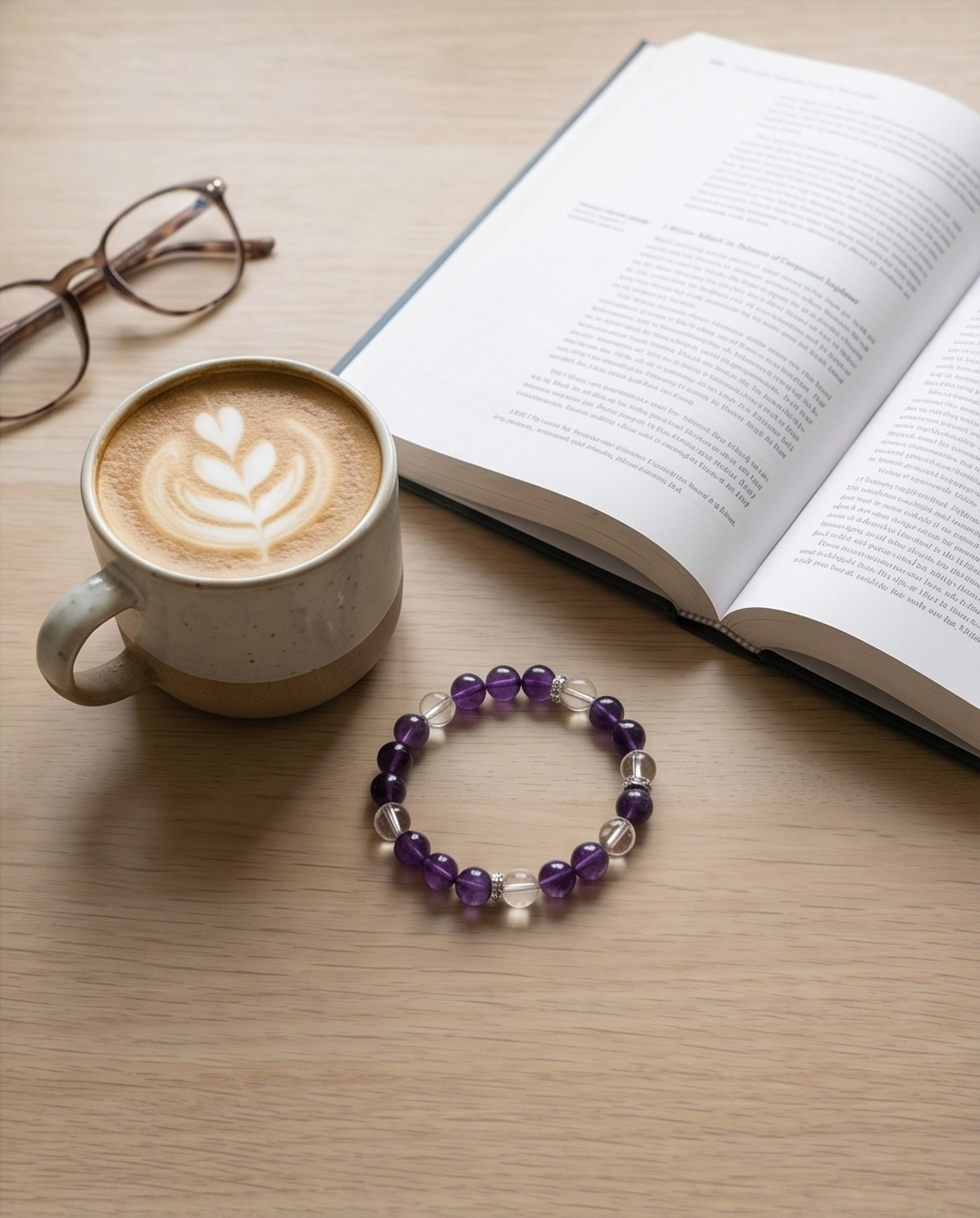 LYRA | Brazilian Amethyst & Clear Quartz Bracelet for Restorative Sleep