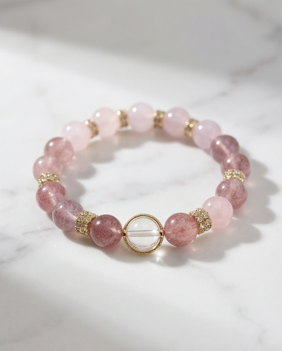 VELA | Strawberry Quartz & Rose Quartz Bracelet for Emotional Flow