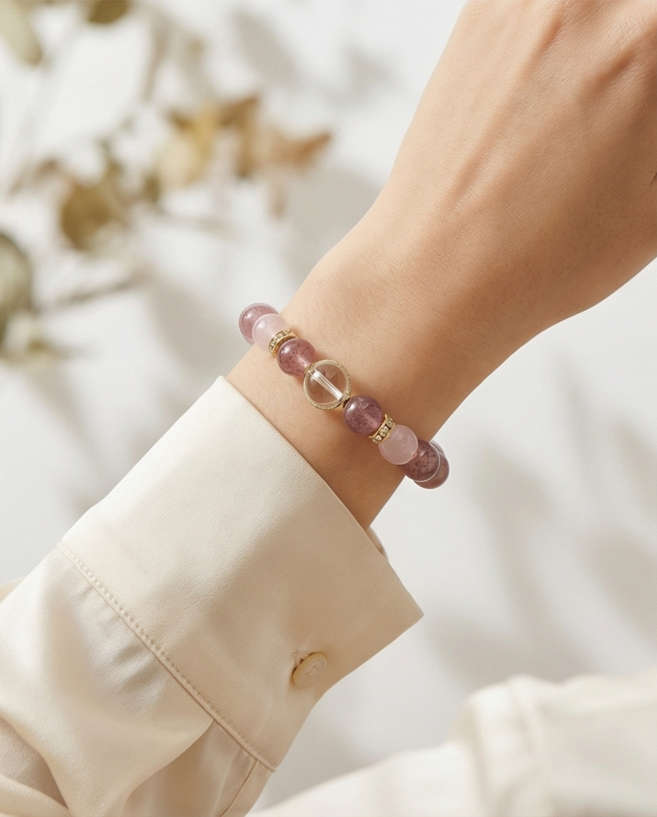 VELA | Strawberry Quartz & Rose Quartz Bracelet for Emotional Flow